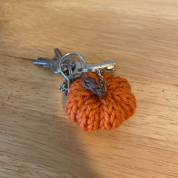 Handmade Crochet Pumpkin Keychain - Picture 4 of 7